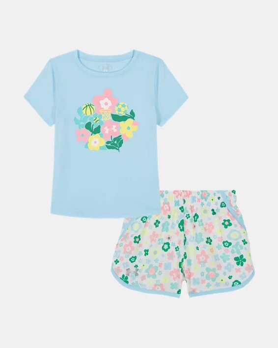 Floral Logo Infant Woven Microfiber Shorts Set Floral Logo Infant Woven Microfiber Shorts Set