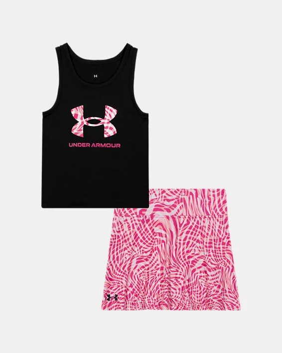 Logo Printed Stretch Little Tank & Skort Set Logo Printed Stretch Little Tank & Skort Set